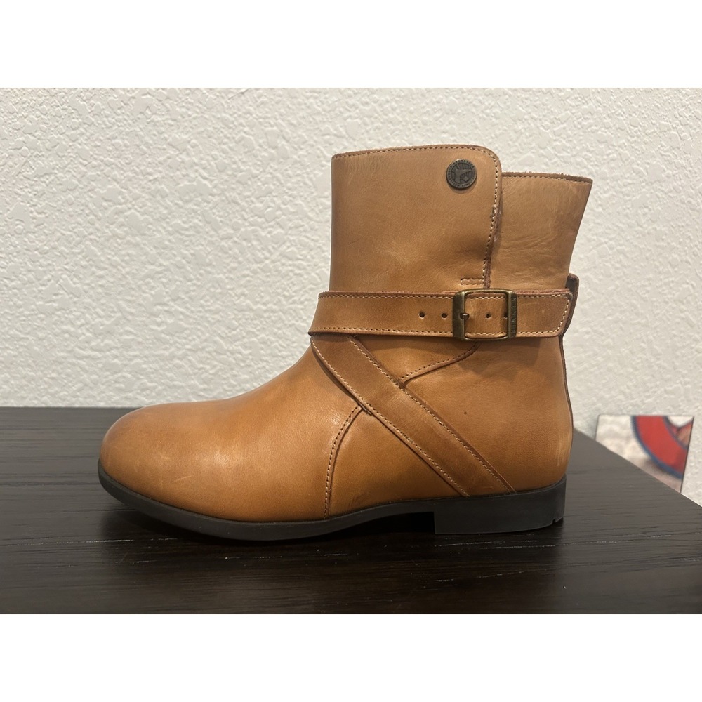 NEW Birkenstock Women's Sz. 5 (EU 36) Collin's Brown Leather Ankle Boots Zip Up